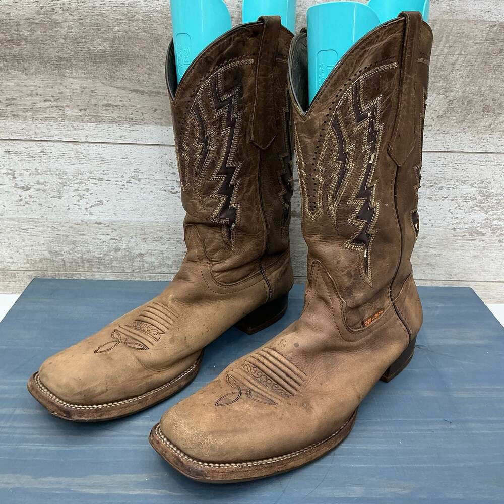 Soto Men’s Size 12 Brown Distressed Leather Square Toe Western Cowboy Boots